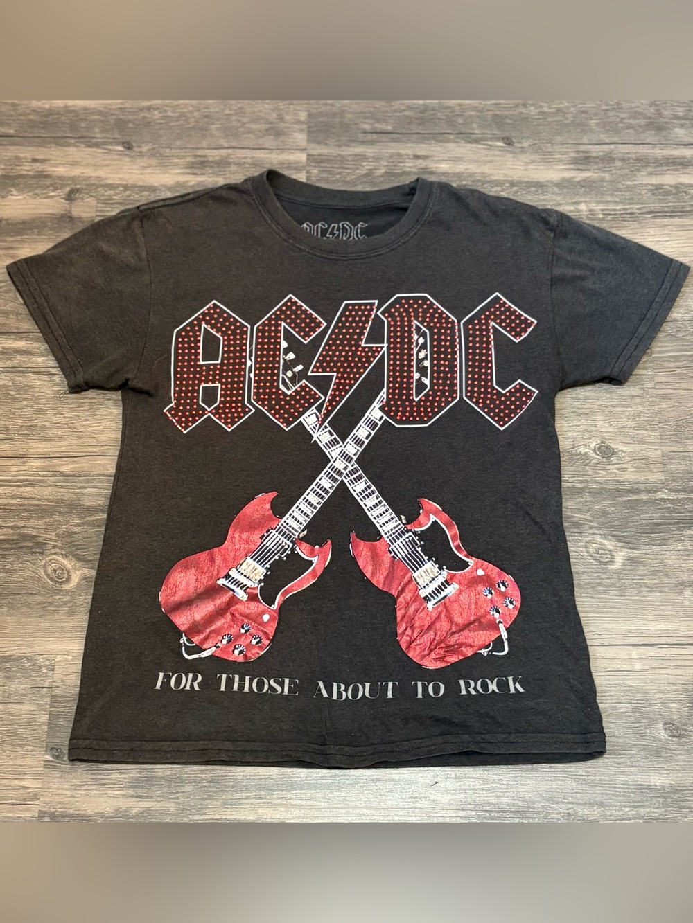 AC/DC Black Tee with Red Guitar Graphic